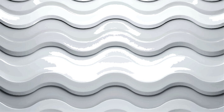 Abstract white wavy lines pattern with soft shadows and glossy texture background