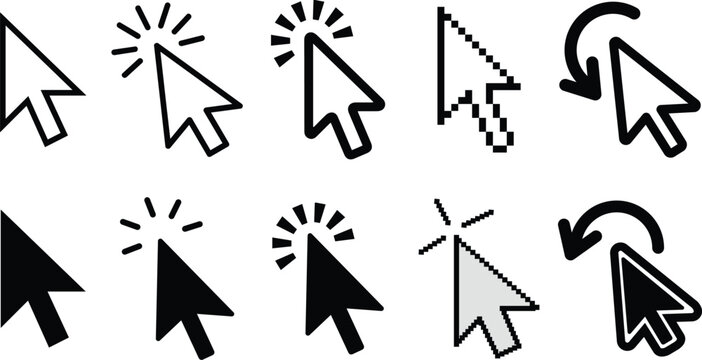 Mouse cursor icons collection pointer and click action editable.