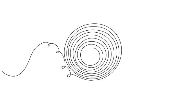 Flowing spiral squiggle icon sign motion graphic continuous one line drawing on white background minimalist single art business consulting presentations and problem solving guides animation video