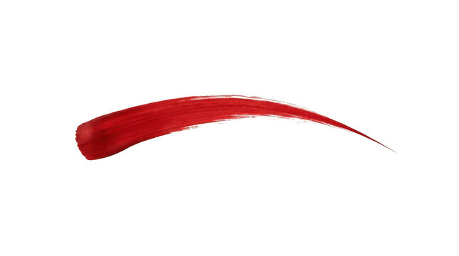 Red paint brush stroke isolated on transparent background