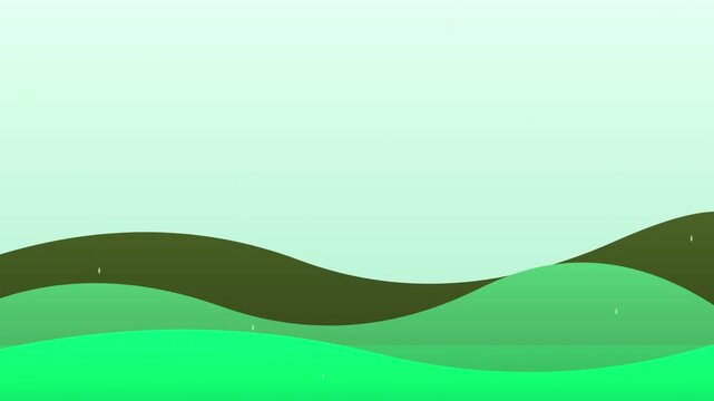 Cartoon Green Rain Falling On Vibrant Nature Background