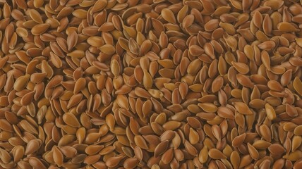 Obraz premium Brown flax seeds filling the frame in a top view high resolution close up macro shot