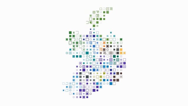 Ireland map animation. Shape of the country with pulsating colored dots. Large size square blocks. Digital style Ireland map on white background. Creative video.