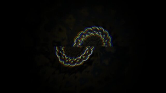 Colorful swirling line pattern against a dark background