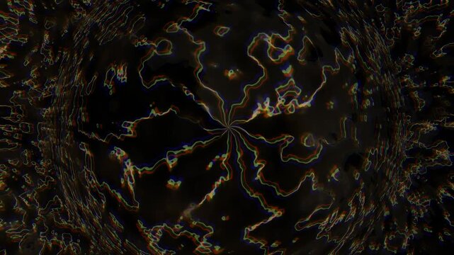 Colorful abstract patterns swirl in dark space