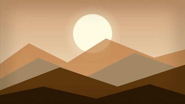 Classic Sepia Tone Flat Vector Mountain Landscape