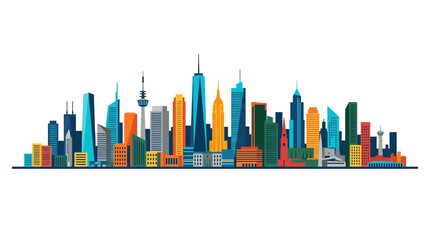 Obraz premium Modern City Skyline Vector Illustration - Colorful Geometric Buildings
