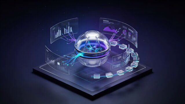 Futuristic data visualization interface. Advanced technology concept.