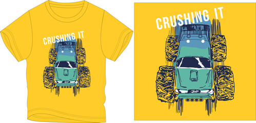 crushing it monster truck t-shirt graphic design vector illustration  © Aisha