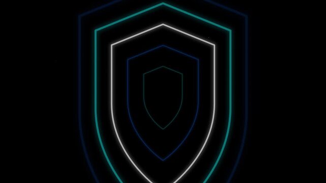 cobalt blue abstract shield icon black background