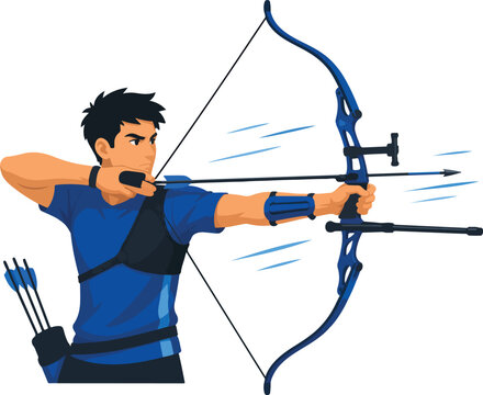 Archer aiming a bow and arrow vector
