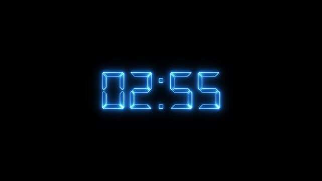 Animated 3 minutes countdown digital clock timer