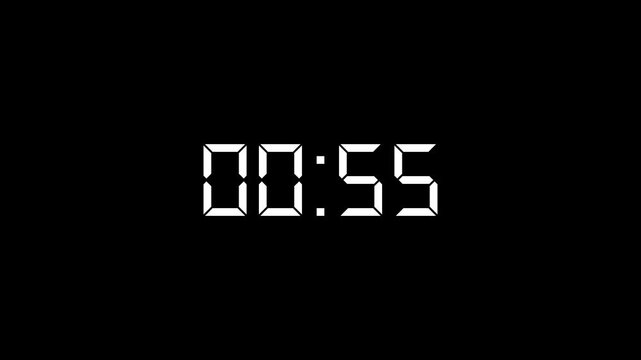 1 minutes countdown digital clock timer animation