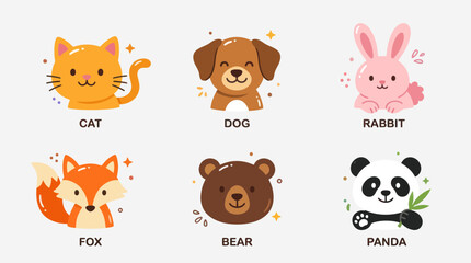 Fototapeta premium Cute animal portraits collection