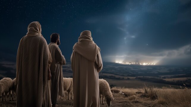 Angels appear above Bethlehem&rsquo;s fields announcing the Savior&rsquo;s birth as shepherds stand in awe beneath the night sky, receiving heaven&rsquo;s message of peace and great joy.