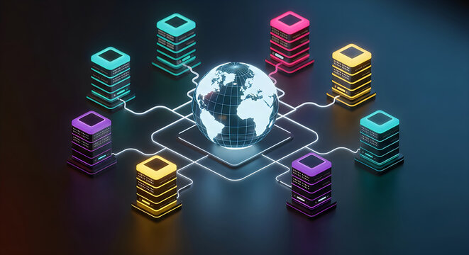 Global data network servers connecting the world in a secure digital infrastructure