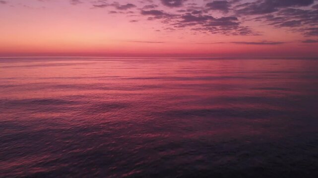 purple, sunset, sun, sunrise, sunshine, sunlight, sea, seascape, beach, ocean, drone, aerial view, aerial, view, evening, landscape, orange, relaxation, gold, cloud, colours, dream, fantasy, meditatio