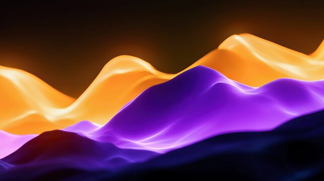 Glowing Orange Purple Abstract Waves Background for Futuristic Branding Design.

