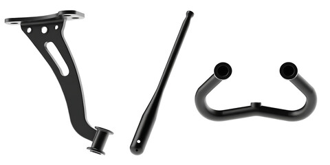 Obraz premium F1 car suspension arm push rod and wishbone set isolated on transparent background for design