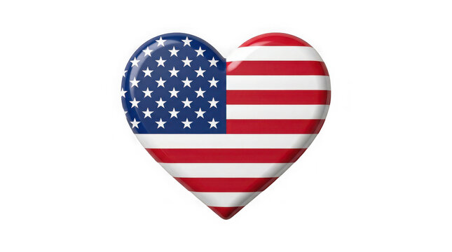 Heart shape with american flag pattern isolated on transparent background