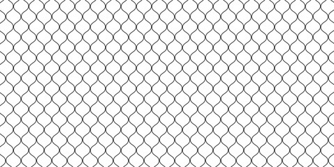 Fishing or soccer net. Repeated hexagon pattern. Black wired mesh texture isolated on white background. Metallic or fabric fence, cage or lattice structure. Vector graphic Illustration. © BURHAN