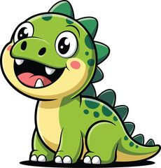 Fototapeta premium Cartoon Green Dinosaur Character Isolated