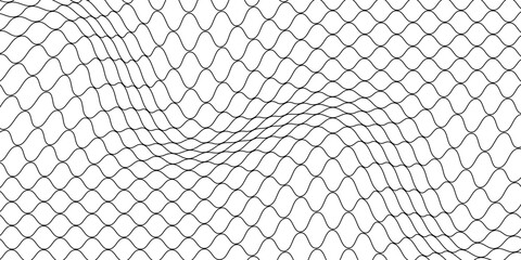 Fishing or soccer net. Repeated hexagon pattern. Black wired mesh texture isolated on white background. Metallic or fabric fence, cage or lattice structure. Vector graphic Illustration. © BURHAN