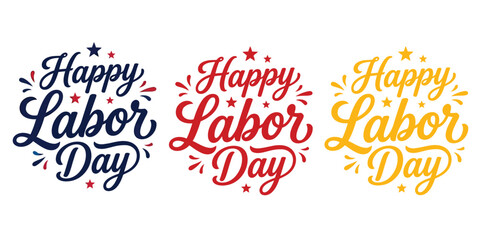 Happy labor day wishes vibrant calligraphy designs for september holiday sales celebrations © Moriam Begum