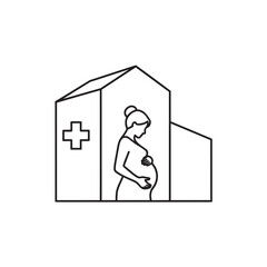 Fototapeta premium Pregnancy, hospital, medical icon, maternity care, healthcare symbol