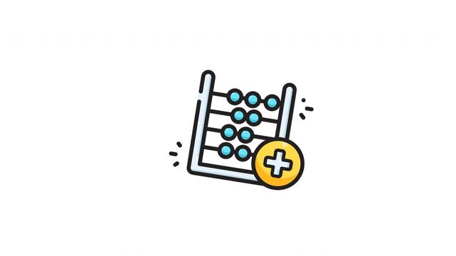 Blue bead counting frame for mathematics with yellow plus sign icon, suitable for math graphics and educational materials. Great for teaching addition visually.