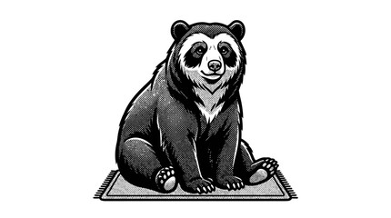 Black and white panda sitting down. © asni