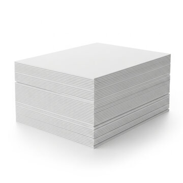 A neat stack of blank white paper sheets or cards isolated on a clean white background with subtle shadow