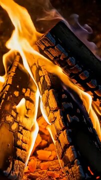 fire in fireplace