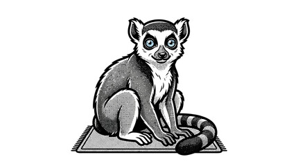 Lemur sitting on a mat looking. © asni