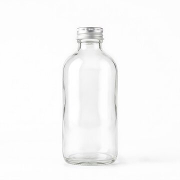 Empty clear plastic bottle for product mockup design. Transparent container template for branding and packaging display Mockup on White Background.