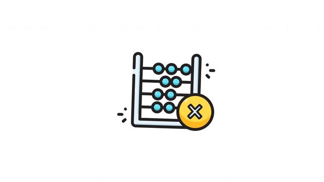 Abacus with blue beads, metal frame, yellow button, and white cross symbol. Ideal for educational, financial, and mathematical concepts.