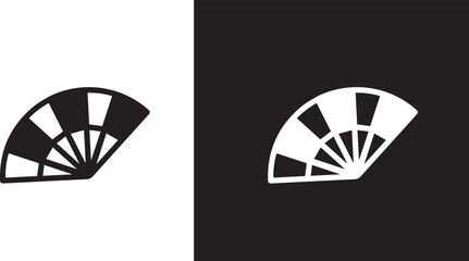 Traditional oriental hand fan collection featuring detailed black silhouettes of classic Japanese uchiwa and folding Spanish sensu icon  vectors © malaika