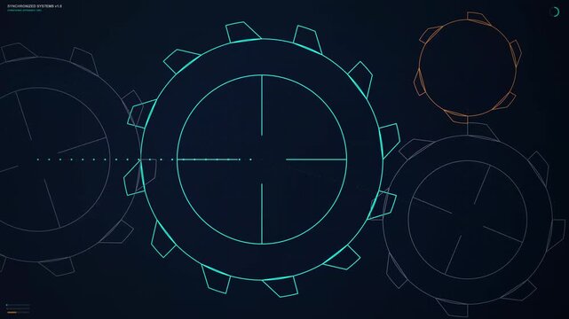 Digital Gears HUD Interface Loop for Futuristic Technology and Business Concept