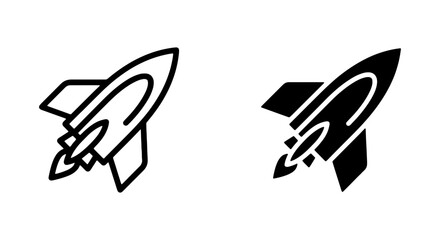 Rocket Ship Icons, Spacecraft Vector Graphics, Launch and Exploration Symbols, Futuristic Technology © Shanto