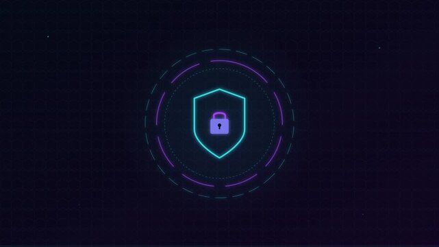cyber security shield lock abstract vector animation