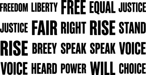 Obraz premium Empowering words focused on freedom justice rights and voices heard in social change