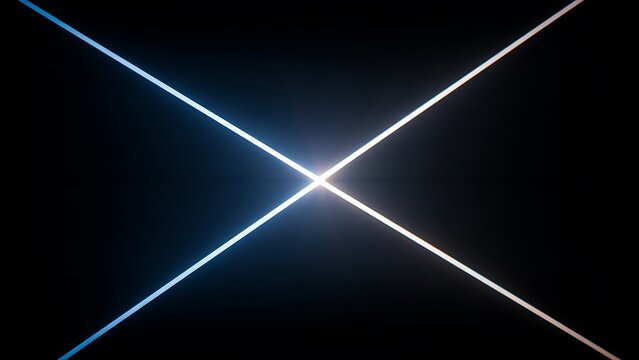 Glowing white lines intersecting in the dark space background