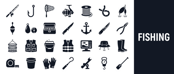 Fishing Gear Icons Set © aero