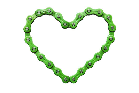 Green bicycle chain shaped heart