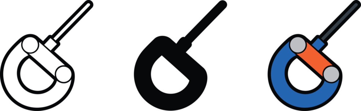 Mechanical quick link pin connector with a curved hook design, showcasing solid silhouette, and vibrant color styles and clevis