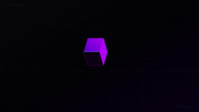 cyber tech isometric cube rotating grid background