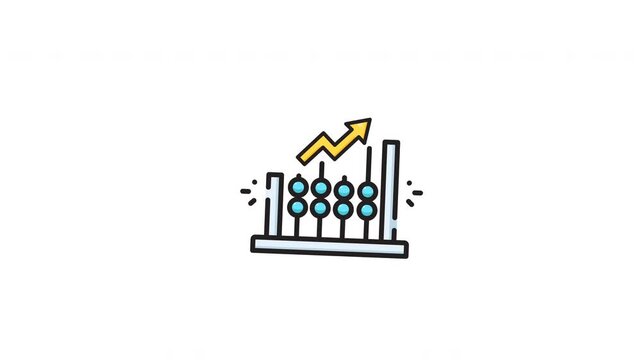 Mathematical abacus tool icon for business, with colorful graphic illustration symbolizing calculation growth. Ideal for financial and educational designs.