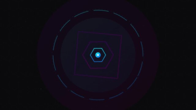 cyber tech neon geometry mandala animated vector background