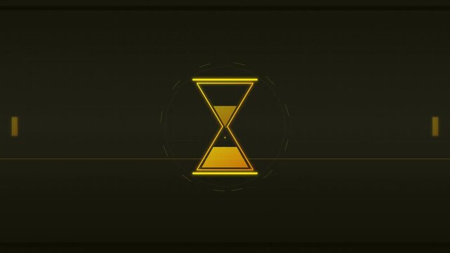 Cyber Yellow Hourglass Digital Warning System Graphic