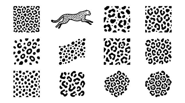Black Leopard Patterns and Animal Silhouette.